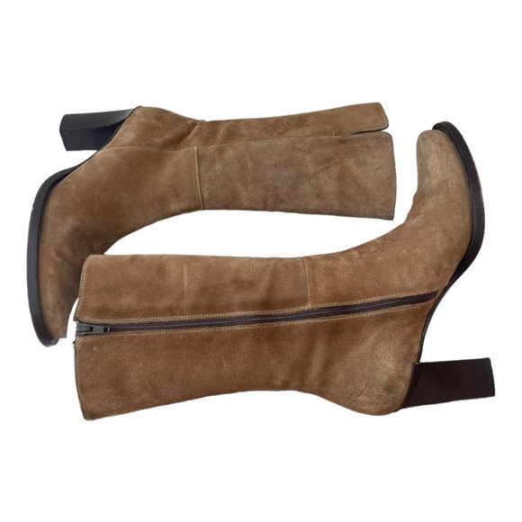 Banana Republic Women's Tan Suede Mid Calif inside Zipper Boots Size 8 - Picture 5 of 16